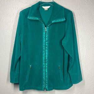 Allison Daley Emerald Green Long Sleeve Zip Up Jacket Women's Size Large